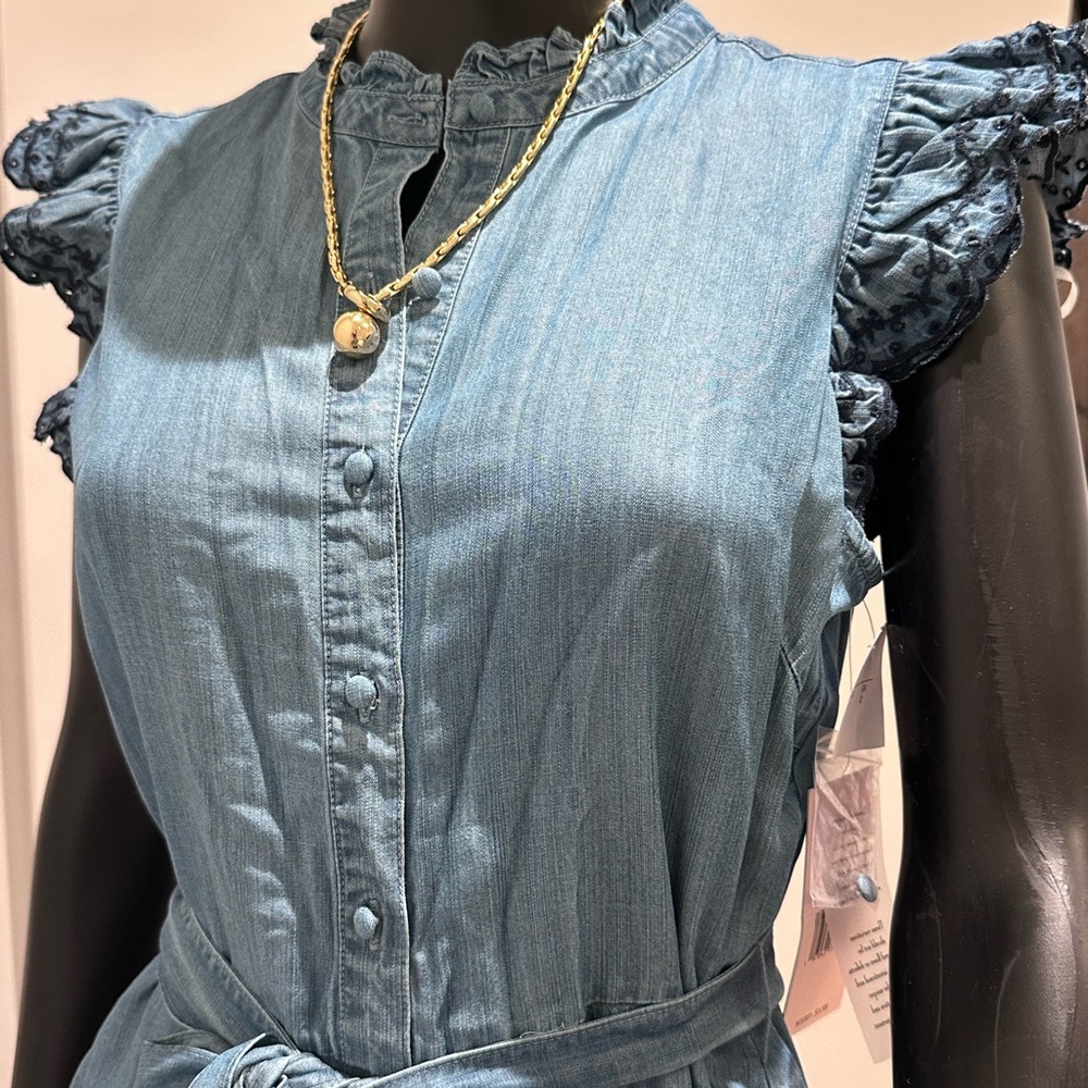 Nanette Lepore Chambray Button-Front Midi Dress in Denim Blue - Picture 2 of 7